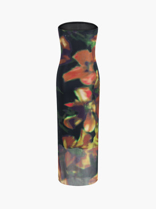 Robe midi tube imprimée multicolore