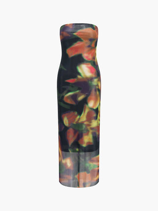 Multi Color  Print Tube Midi Dress