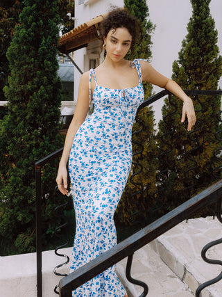 Robe longue cami à ourlet sirène imprimé floral