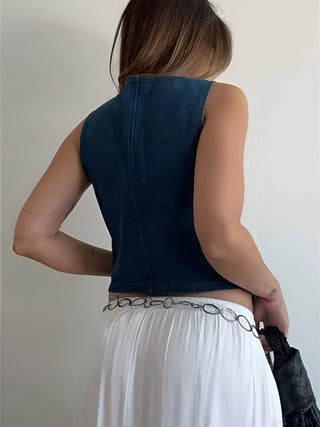 Gilet en jean avec boutons en métal