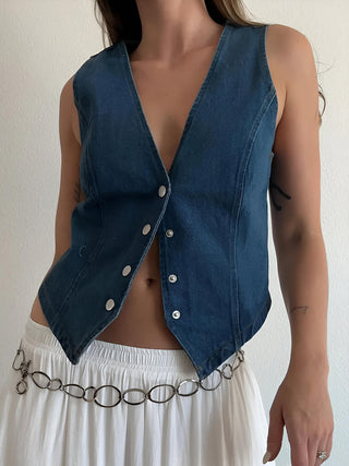 Gilet en jean avec boutons en métal