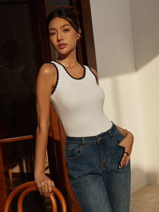 Contrast Binding Ribbed Tank Top