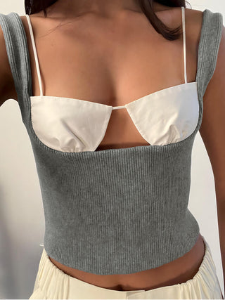 Débardeur cami avec détail de soutien-gorge bicolore