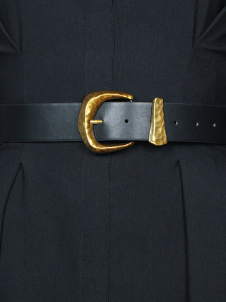 Gold Buckle Faux Leather Belt