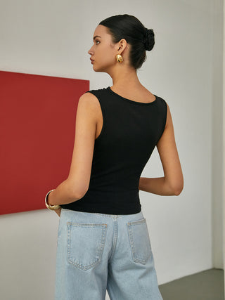 Basic Asymmetrical Neck Tank Top