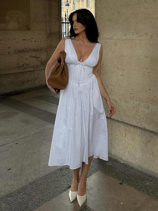 Plain Sleeveless Midi Dress