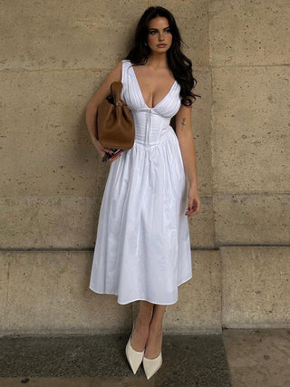 Plain Sleeveless Midi Dress