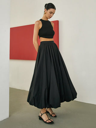 Minimalism Pleated Maxi Skirt