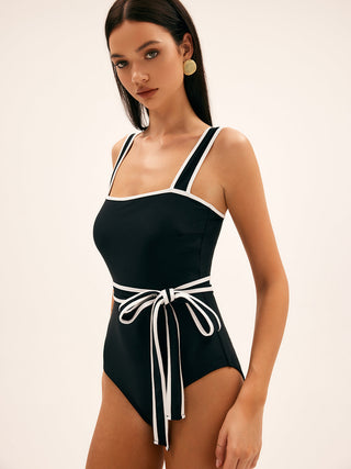 Maillot de bain une pièce à ceinture contrastée Sunbeam