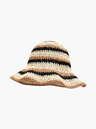 Striped Straw Bucket Hat