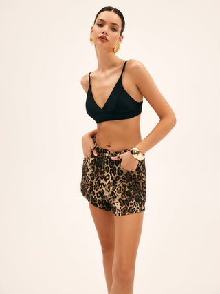 Leopard Print Cotton Shorts