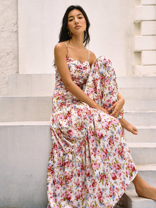 Romantic Floral Print Cami Long Dress