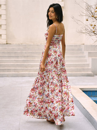 Robe longue cami imprimée florale romantique