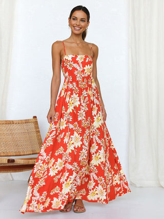 Floral Backless Long Cami Dress