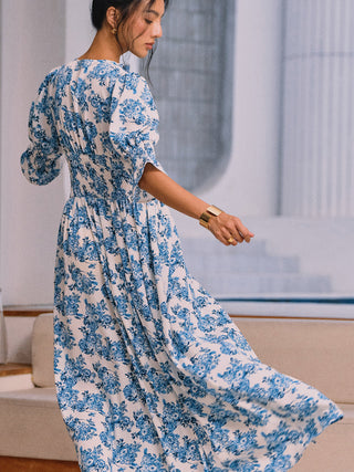 Robe longue fendue à imprimé floral