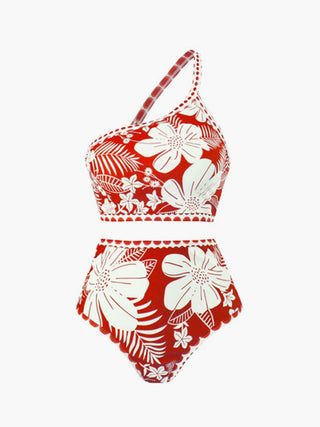 One Shoulder Floral Bikini Set