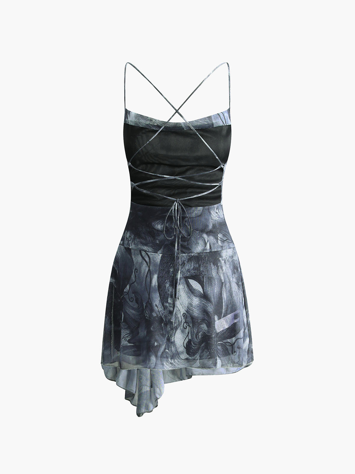 Robe courte à imprimé croisé avec ourlet asymétrique