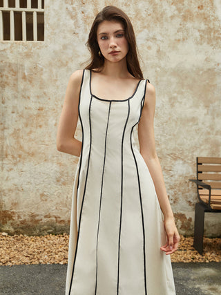 Robe midi à bordure contrastante