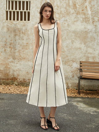 Robe midi à bordure contrastante