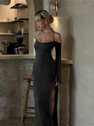 Robe longue dos nu à épaules dénudées