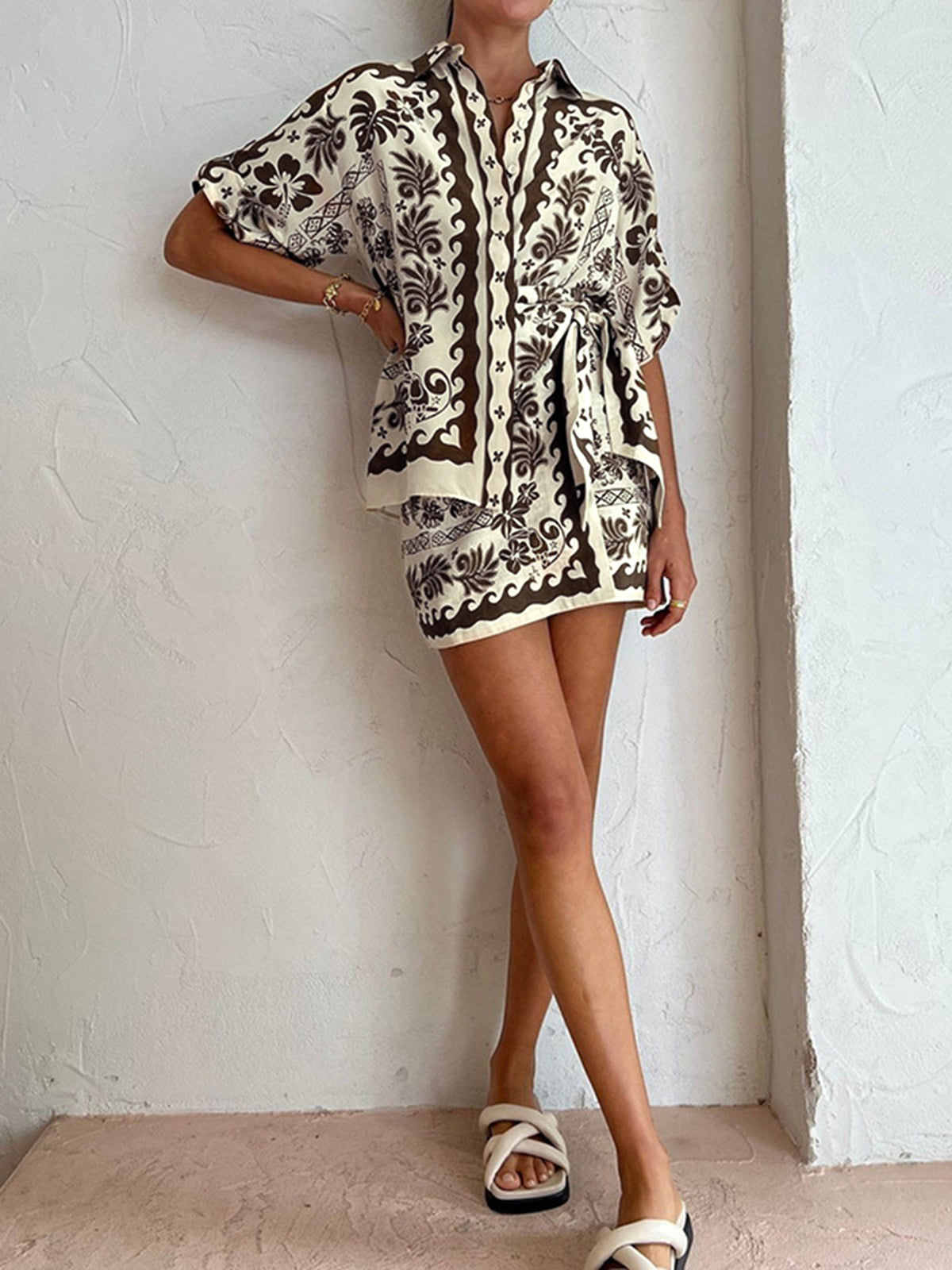 semble jupe de vacances imprimée de plantes tropicales