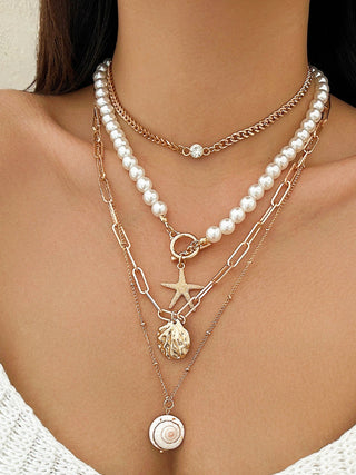 Collier de style plage en coquillage de fausse perle