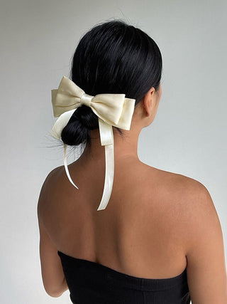 Creamy Bow Hair Clip