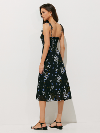 Robe midi cami à imprimé floral avec fente sur le côté