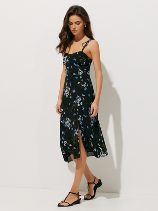 Robe midi cami à imprimé floral avec fente sur le côté