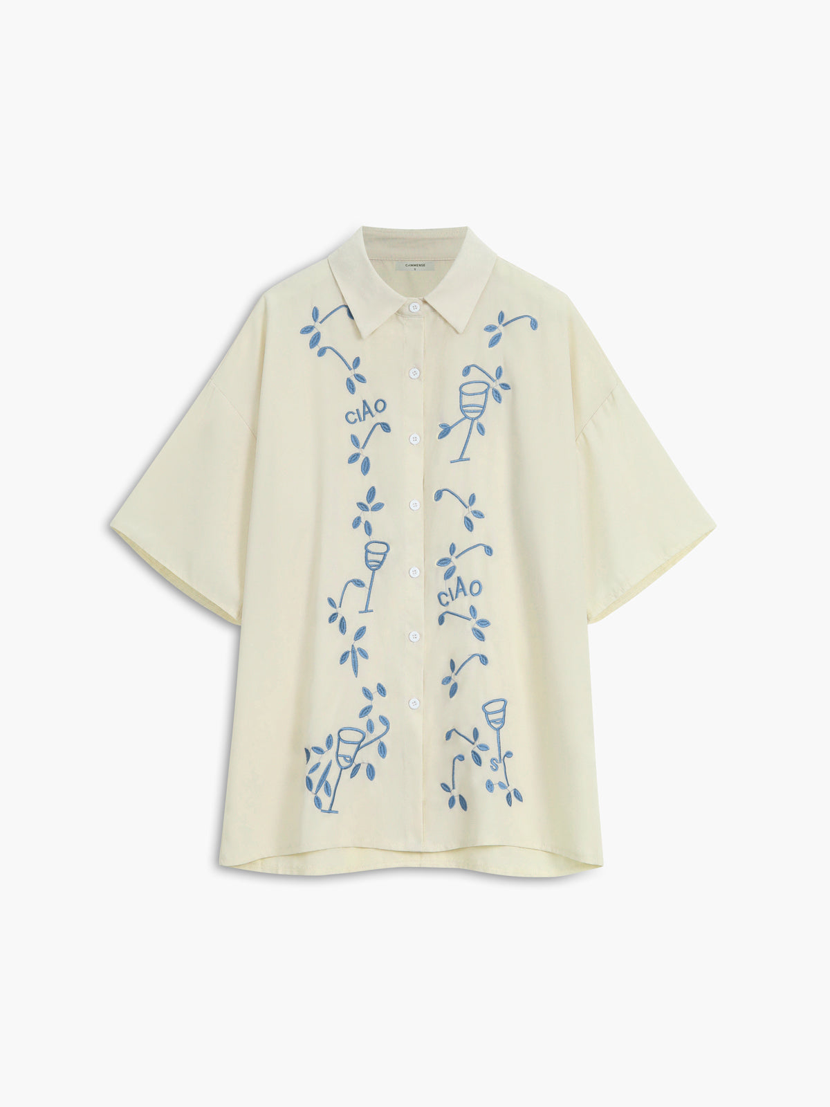 Plant Embroidery Leisure Shorts Set