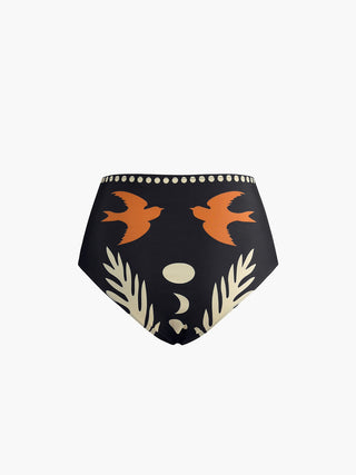 semble bikini à imprimé d'oiseaux avec encolure asymétrique