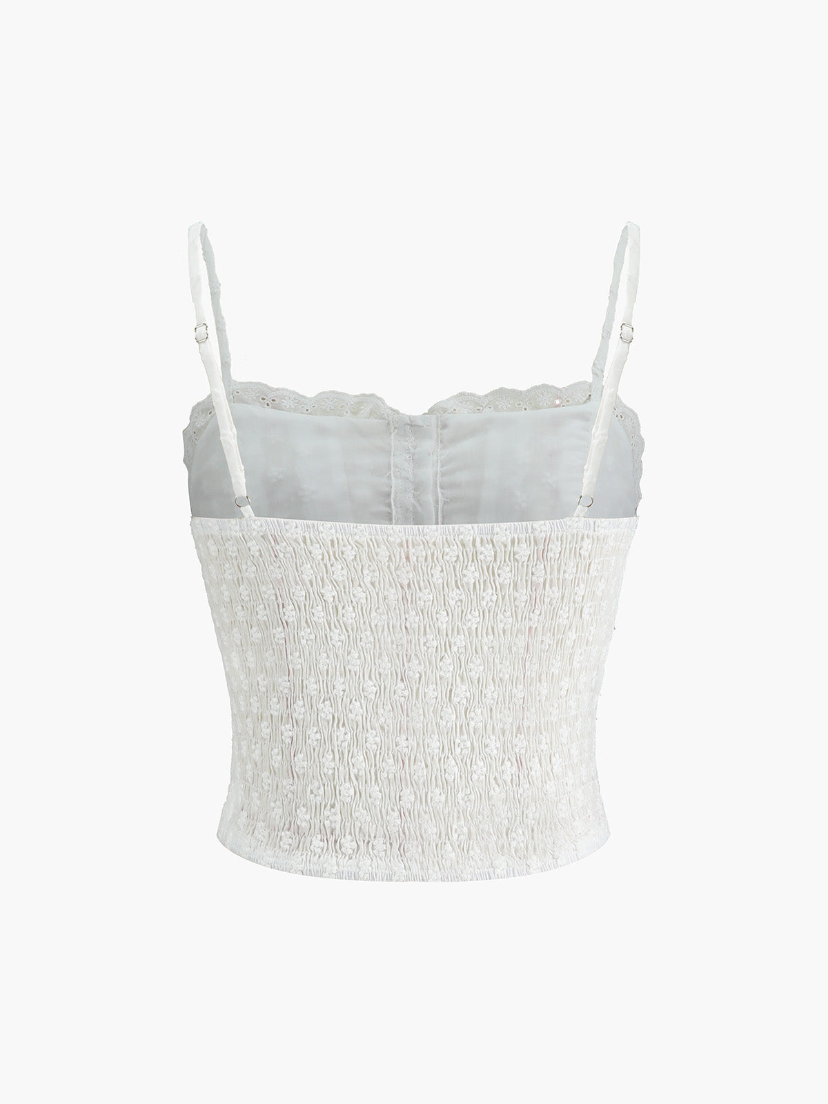 Haut de camisole en coton à boutons et bordure en dentelle