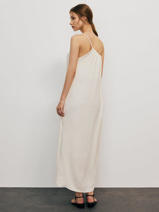 Robe longue asymétrique à épaules dénudées