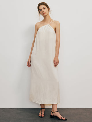 Robe longue asymétrique à épaules dénudées