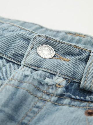 Vintage Asymmetrical Raw Hem Denim Jeans