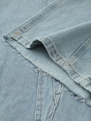 Vintage Asymmetrical Raw Hem Denim Jeans