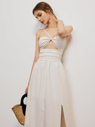 Romantic Backless Cutout Split Halter Long Dress