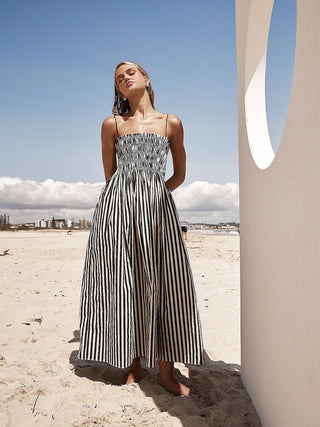 Sleeveless Pinstripe Long Dress