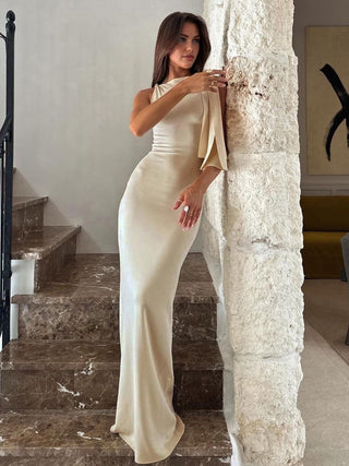 Robe longue sans manches nouée bien-aimée