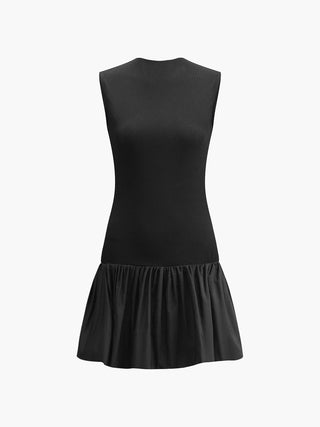 Sleeveless Backless Crew Neck Short Dress