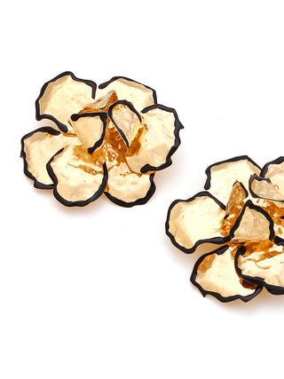 Contrast Trim Floral Earrings