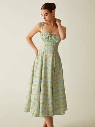 Robe midi à nœud fendu à imprimé floral