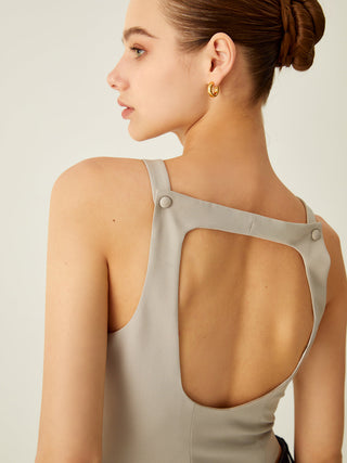 Solid Cutout Backless Tank Top