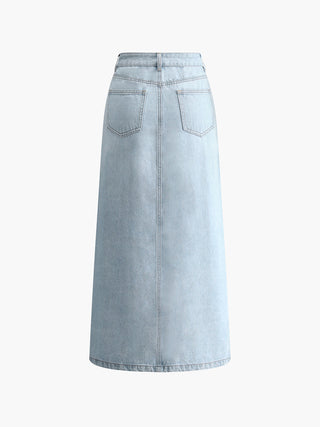 Jupe en denim fendue en coton