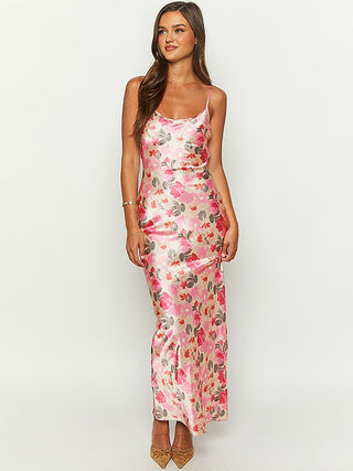 Robe longue cami florale romantique