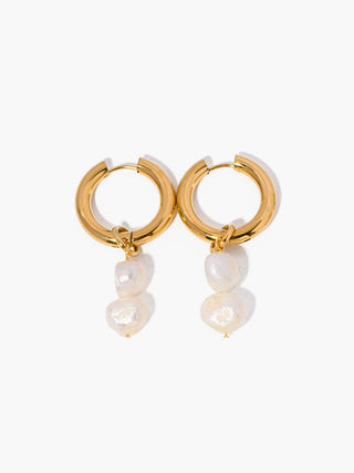 Boucles d'oreilles à double perle en forme de cercle