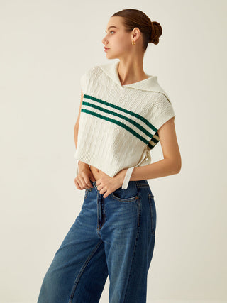 Contrast Stripe Knotted Sweater Vest