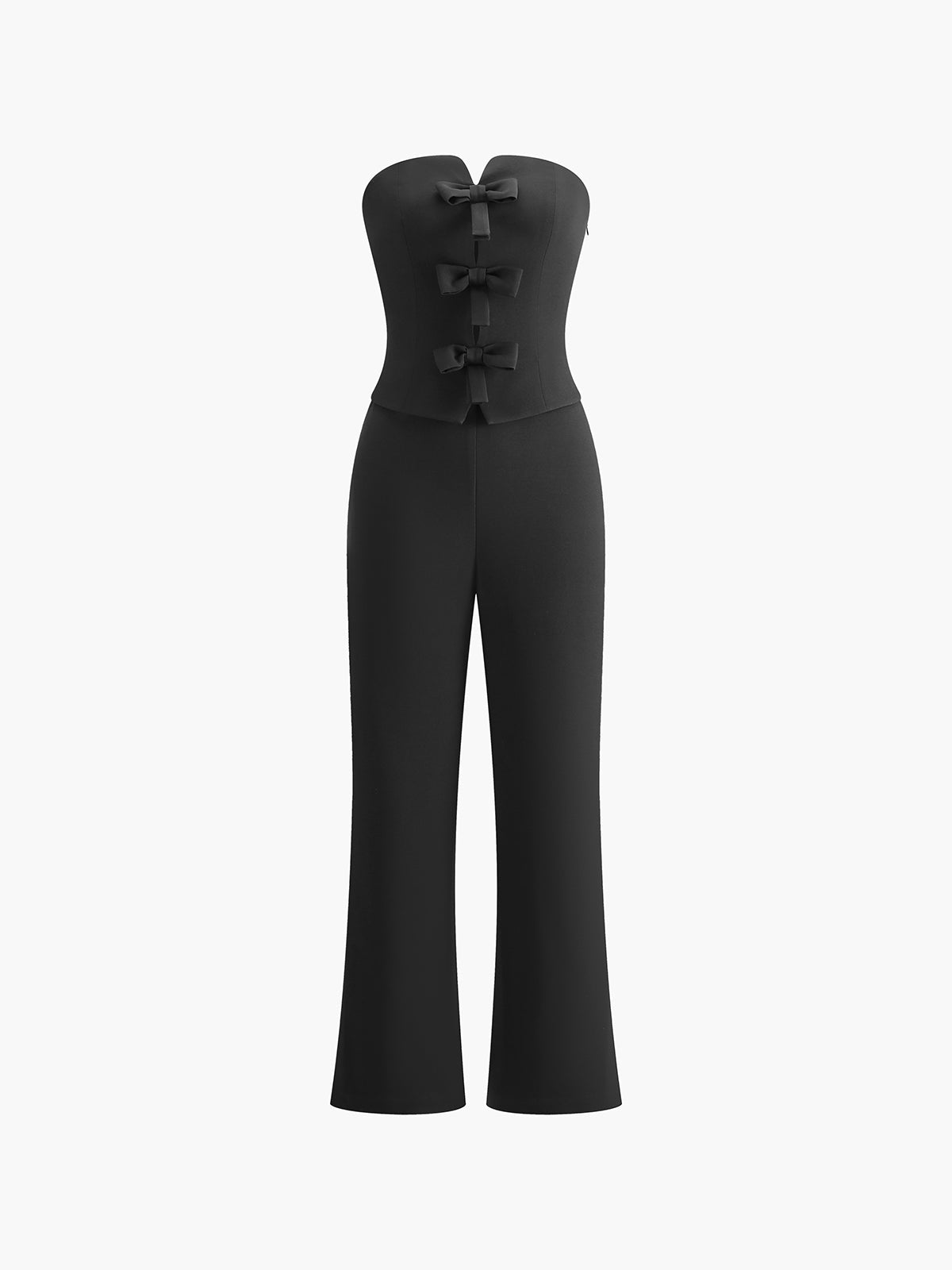 Bow Strapless Solid Jumpsuit