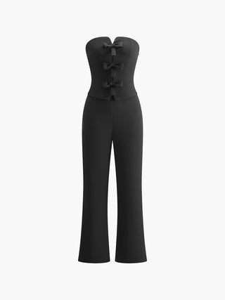 Bow Strapless Solid Jumpsuit