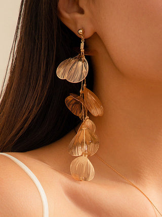 Feuilles de ginkgo longues boucles d'oreilles pendantes